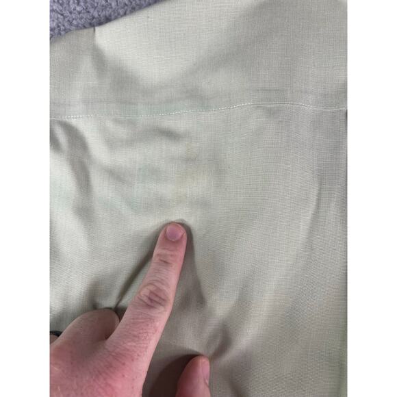 Croft & Barrow Shirt Mens 34 / 35 Button Down 17.5 inch Green Solid Non Iron - Picture 9 of 11